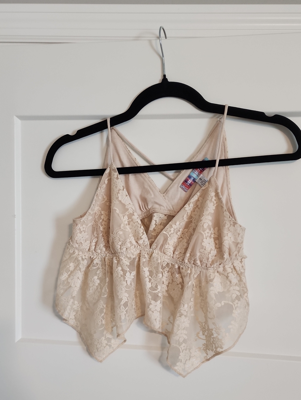 Urban Outfitters Beige Lace Peplum Cami Top